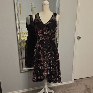 White House Black Market Fit and Flare Mini Dress Black and Pink